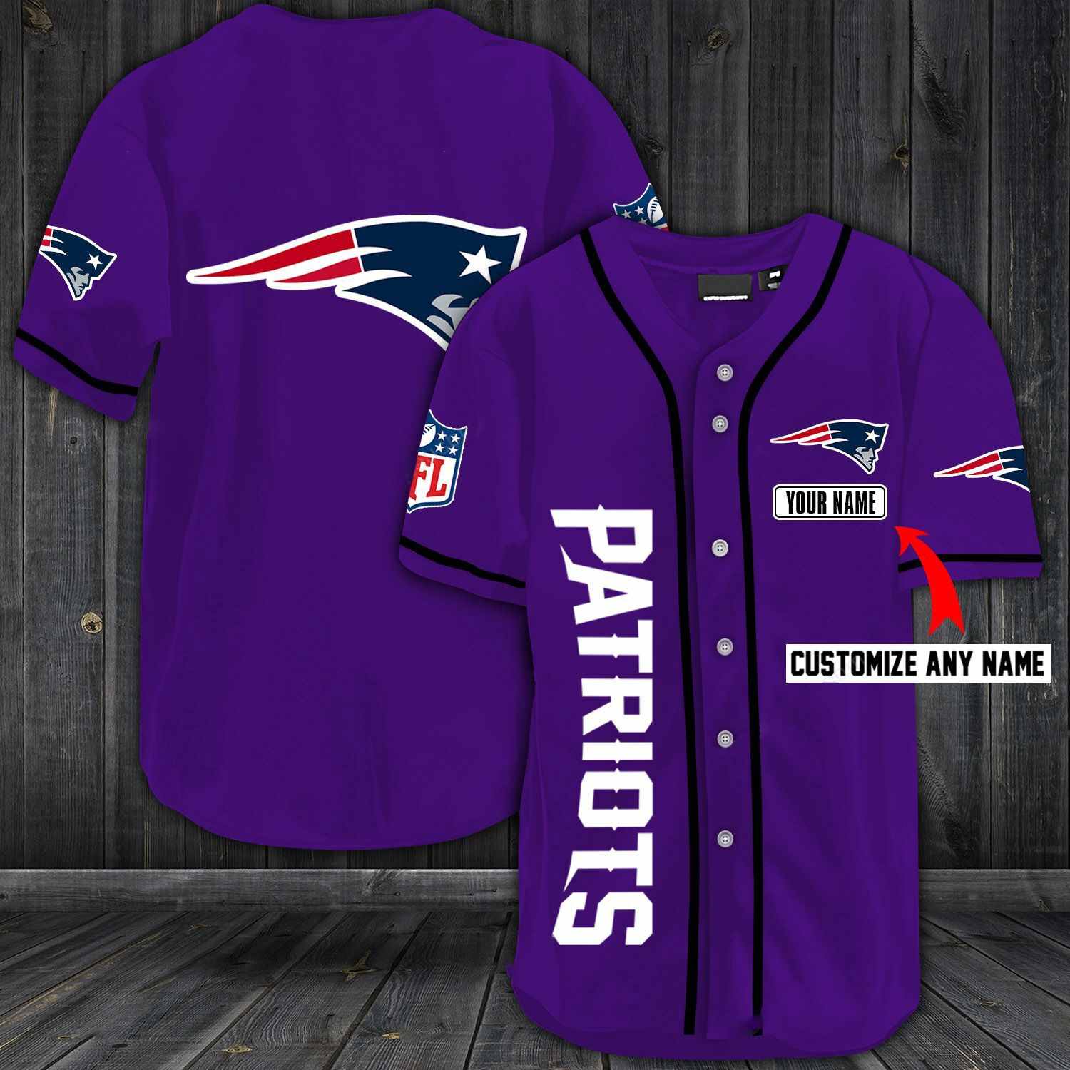 New England Patriots Baseball Purple Custom Name And Number Jerseys Shirts