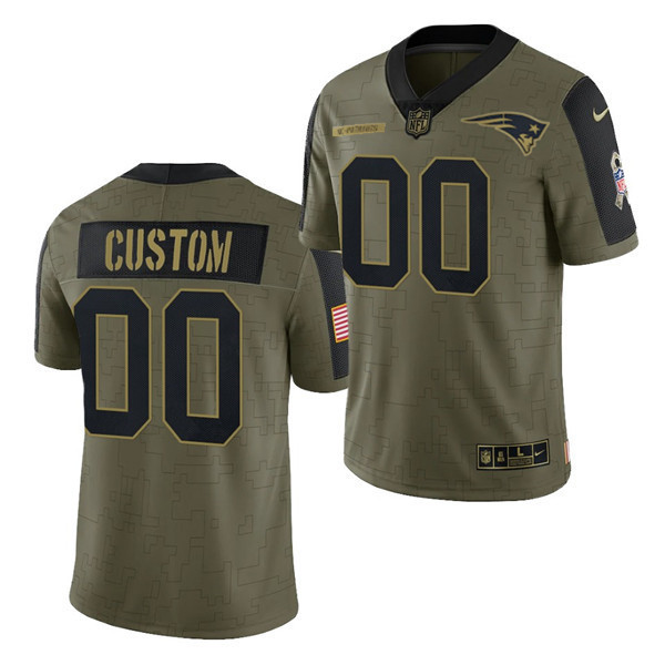 New England Patriots Customized 2021 Olive Salute To Service Limited Stitched Jersey