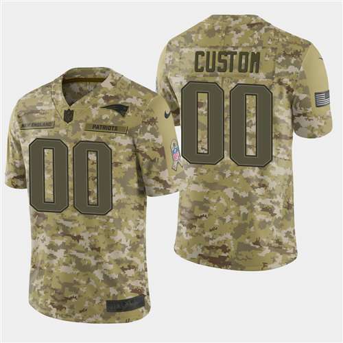 New England Patriots Customized Camo Salute To Service NFL Stitched Limited Jersey