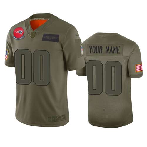 New England Patriots Customized 2019 Camo Salute To Service NFL Stitched Limited Jersey