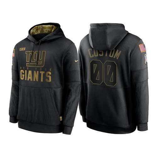 New York Giants Customized 2020 Black Salute To Service Sideline Performance Pullover Hoodie