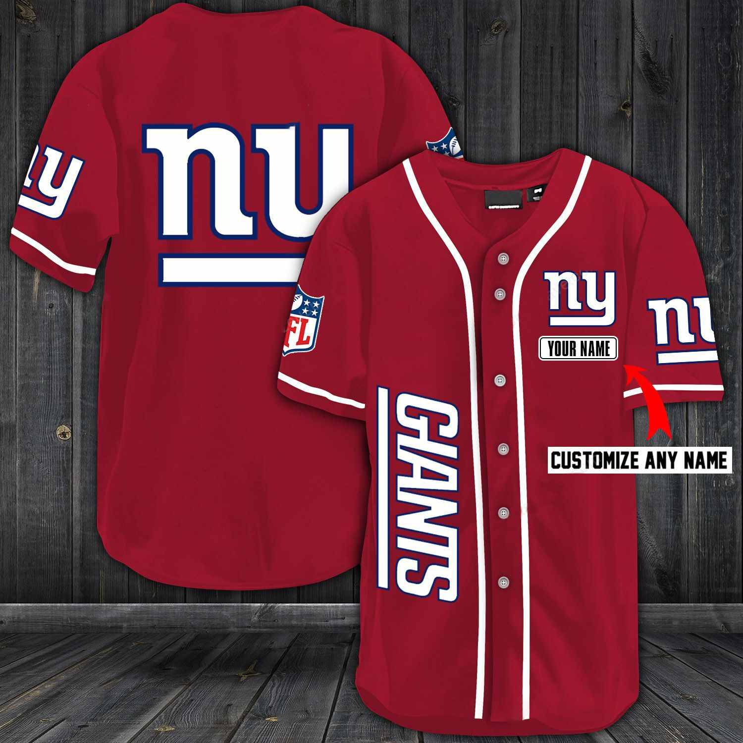 New York Giants Baseball Red Custom Name And Number Jerseys Shirts
