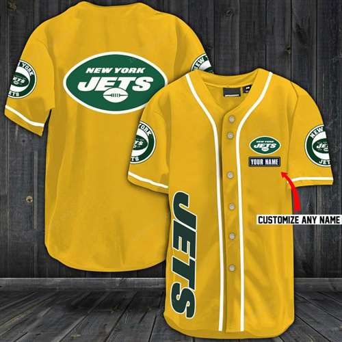 Jets Baseball Gold Custom Name And Number Jerseys Shirts