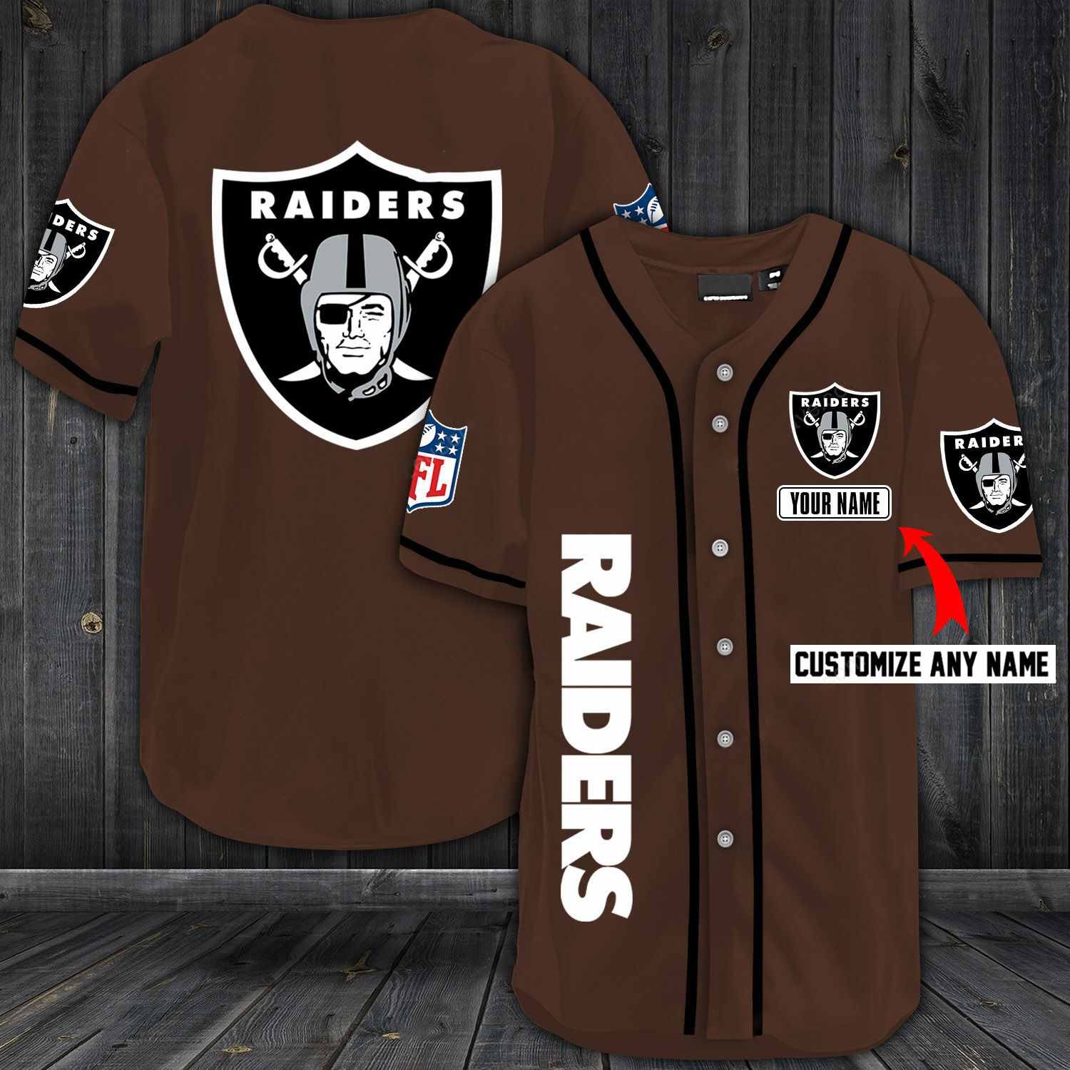 LAS VEGAS
Raiders Baseball Brown Custom Name And Number Jerseys Shirts