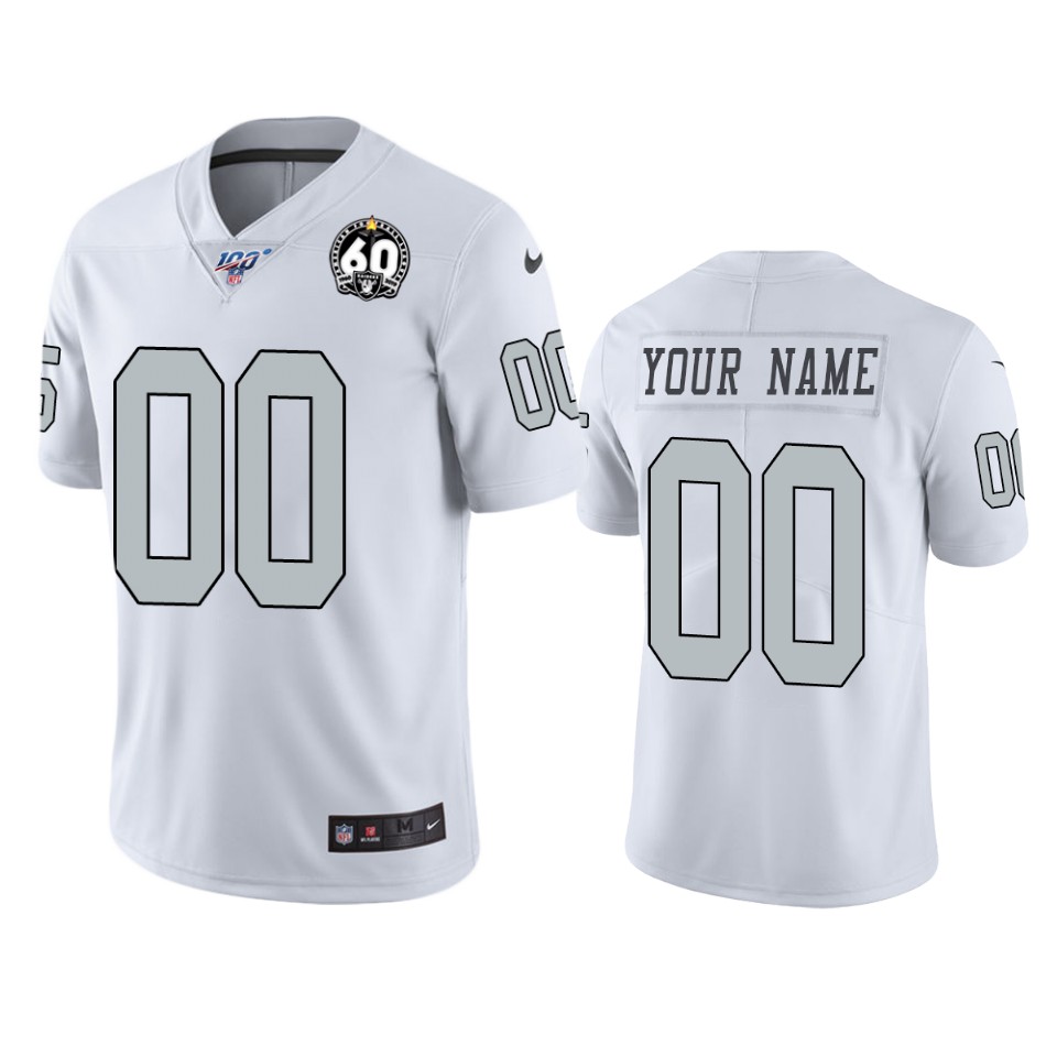 LAS VEGAS
Raiders Customized 2019 White 100th Season With 60 Patch Color Rush Stitched NFL Jersey