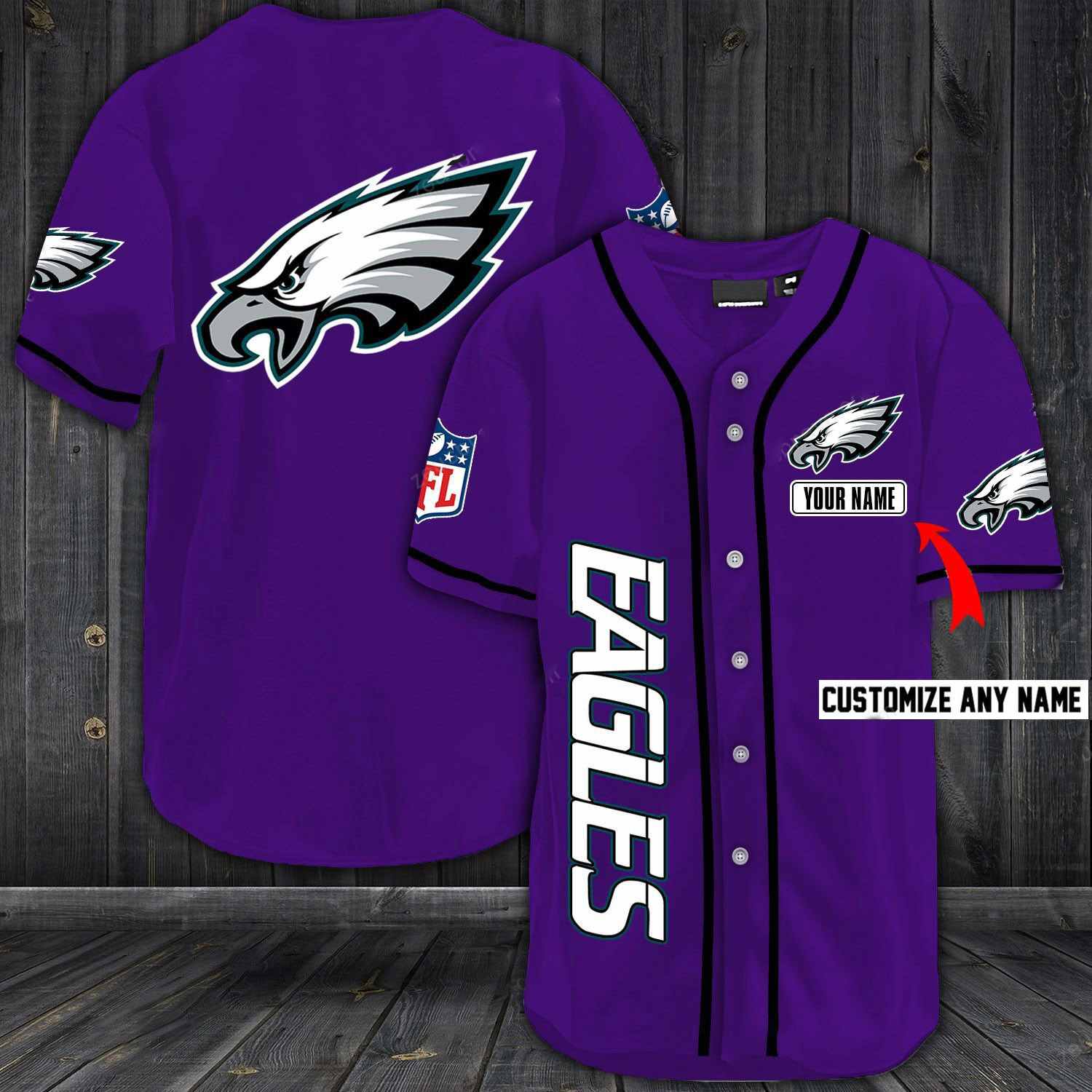 Philadelphia Eagles Baseball Purple Custom Name And Number Jerseys Shirts