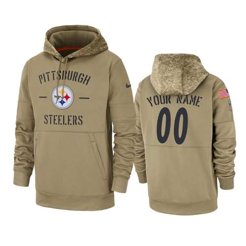 Pittsburgh Steelers Customized Tan 2019 Salute To Service Sideline Therma Pullover Hoodie