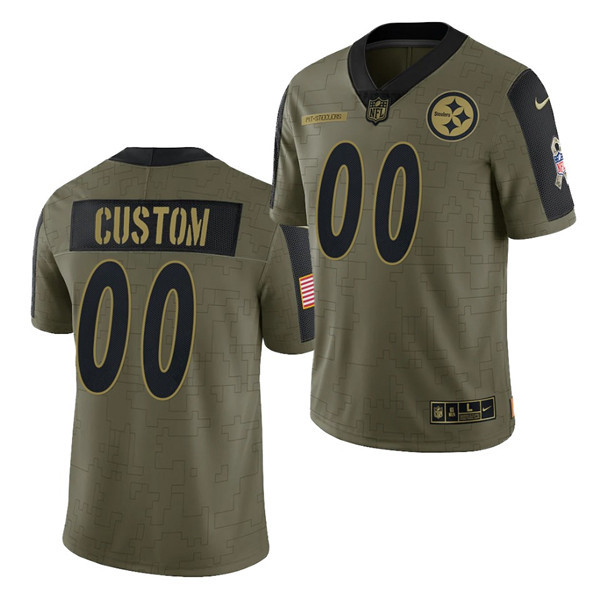 Pittsburgh Steelers Customized 2021 Olive Salute To Service Limited Stitched Jersey