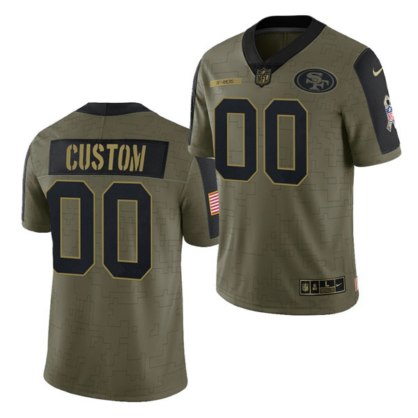 San Francisco 49ers Customized 2021 Olive Salute To Service Limited Stitched Jersey