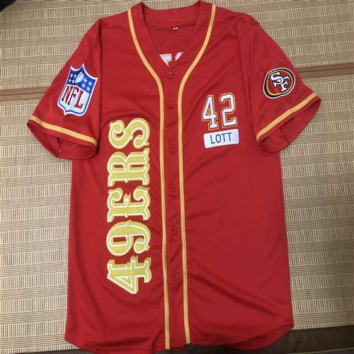 San Francisco 49ers Customized  42 Ronnie Lott Baseball Red Custom Name And Number Jerseys Shirts