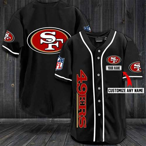 San Francisco 49ers Customized Baseball Black Custom Name And Number Jerseys Shirts