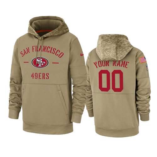 San Francisco 49ers Customized Tan 2019 Salute To Service Sideline Therma Pullover Hoodie