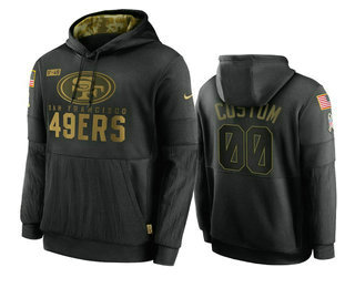 San Francisco 49ers Customized 2020 Black Salute To Service Sideline Performance Pullover Hoodie