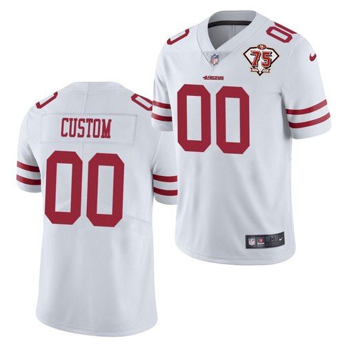 San Francisco 49ers Customized 2021 White With 75th Anniversary Patch Limited Stitched Jersey