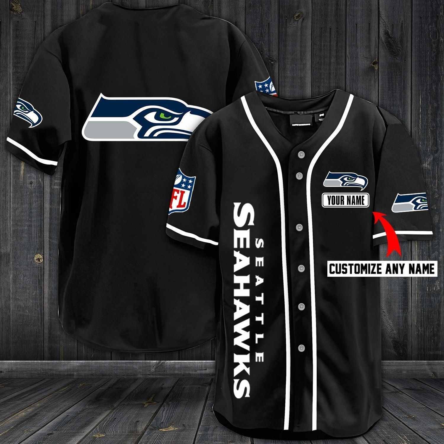 Seahawks Baseball Black Custom Name And Number Jerseys Shirts