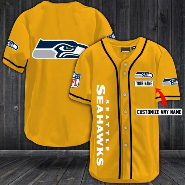 Seahawks Baseball Gold Custom Name And Number Jerseys Shirts