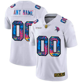 Minnesota Vikings Customized 2020 White Crucial Catch Limited Stitched Jersey
