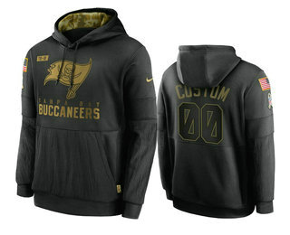 Tampa Bay Buccaneers Customized 2020 Black Salute To Service Sideline Performance Pullover Hoodie