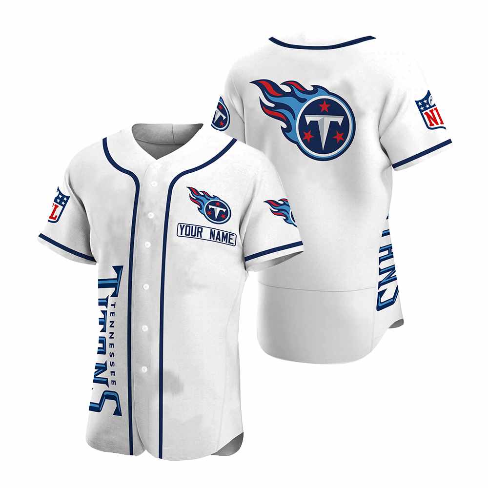 NFL Tennessee Titans Baseball White Custom Name And Number Jerseys Shirts