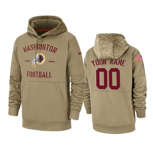 Washington Redskins Customized Tan 2019 Salute To Service Sideline Therma Pullover Hoodie