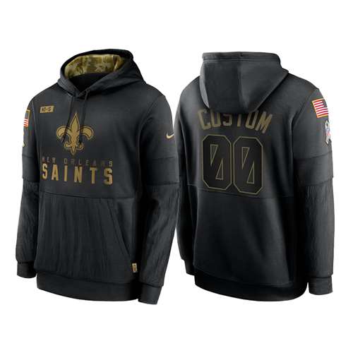 New Orleans Saints Customized 2020 Black Salute To Service Sideline Performance Pullover Hoodie