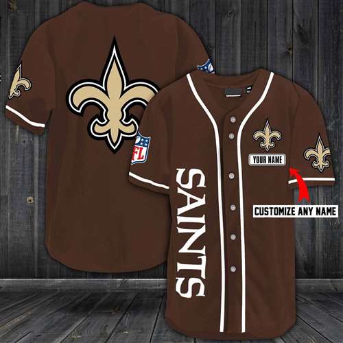 New Orleans Saints Baseball Brown Custom Name And Number Jerseys Shirts
