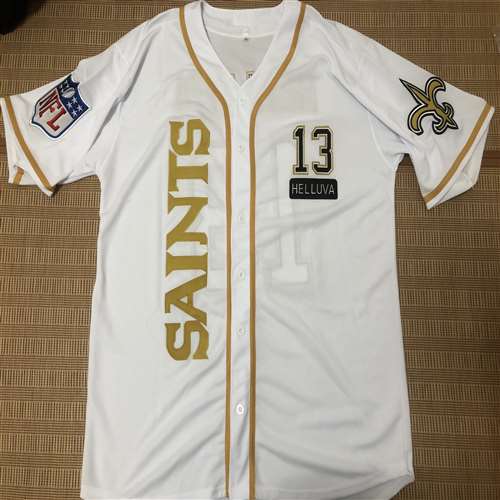Saints Baseball White 13 Thomas Custom Name And Number Jerseys Shirts