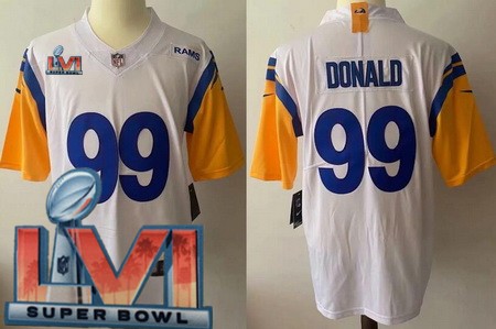 Men's Los Angeles Rams #99 Aaron Donald Limited White Alternate 2022 Super Bowl LVI Bound Vapor Jersey