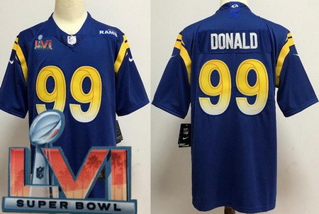 Men's Los Angeles Rams #99 Aaron Donald Limited Royal 2022 Super Bowl LVI Bound Vapor Jersey