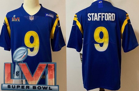 Men's Los Angeles Rams #9 Matthew Stafford Limited Royal 2022 Super Bowl LVI Bound Vapor Jersey