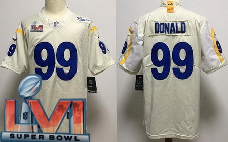 Men's Los Angeles Rams #99 Aaron Donald Limited Bone 2022 Super Bowl LVI Bound Vapor Jersey