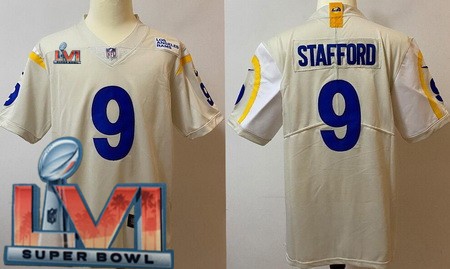 Men's Los Angeles Rams #9 Matthew Stafford Limited Bone 2022 Super Bowl LVI Bound Vapor Jersey