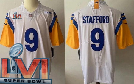 Men's Los Angeles Rams #9 Matthew Stafford Limited White Alternate 2022 Super Bowl LVI Bound Vapor Jersey
