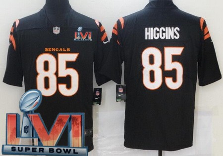 Men's Cincinnati Bengals #85 Tee Higgins Limited Black 2022 Super Bowl LVI Bound Vapor Jersey