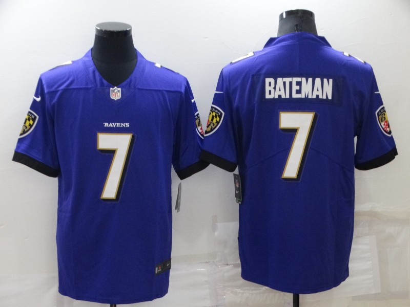Men's Baltimore Ravens 7 Rashod Bateman Purple 2022 Vapor Untouchable Stitched NFL Nike Limited Jersey
