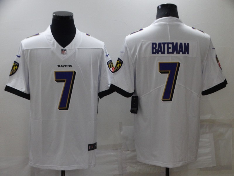 Men's Baltimore Ravens 7 Rashod Bateman White 2022 Vapor Untouchable Stitched NFL Nike Limited Jersey