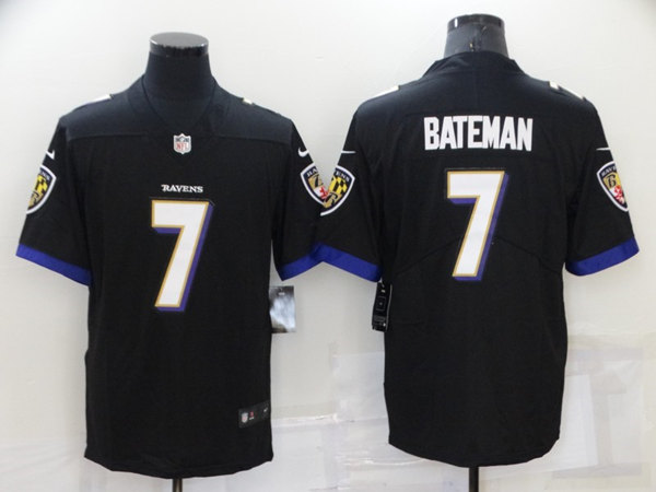 Men's Baltimore Ravens 7 Rashod Bateman Black Vapor Untouchable Limited Stitched Jersey