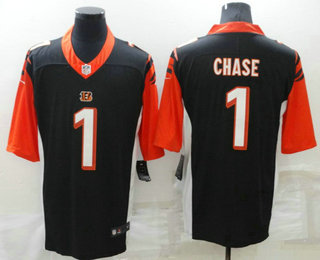Men's Cincinnati Bengals 1 JaMarr Chase Black 2020 Vapor Untouchable Stitched NFL Nike Limited Jersey