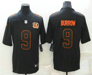 Men's Cincinnati Bengals 9 Joe Burrow Black 2021 Vapor Untouchable Stitched NFL Nike Limited Fashion Jersey