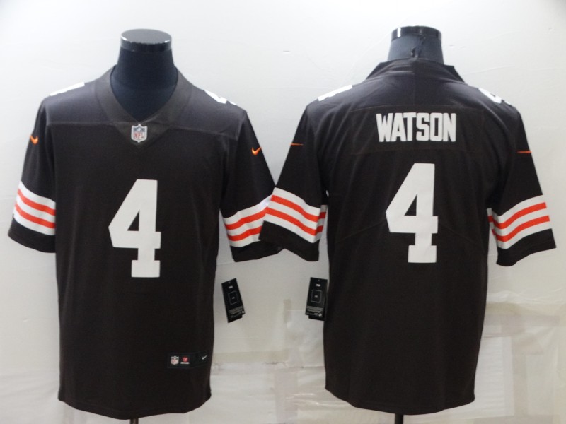 Men's Cleveland Browns 4 Deshaun Watson Brown Vapor Untouchable Limited Stitched Jersey
