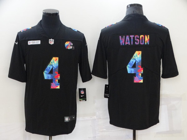 Men's Cleveland Browns 4 Deshaun Watson Black Crucial Catch Limited Stitched Jersey