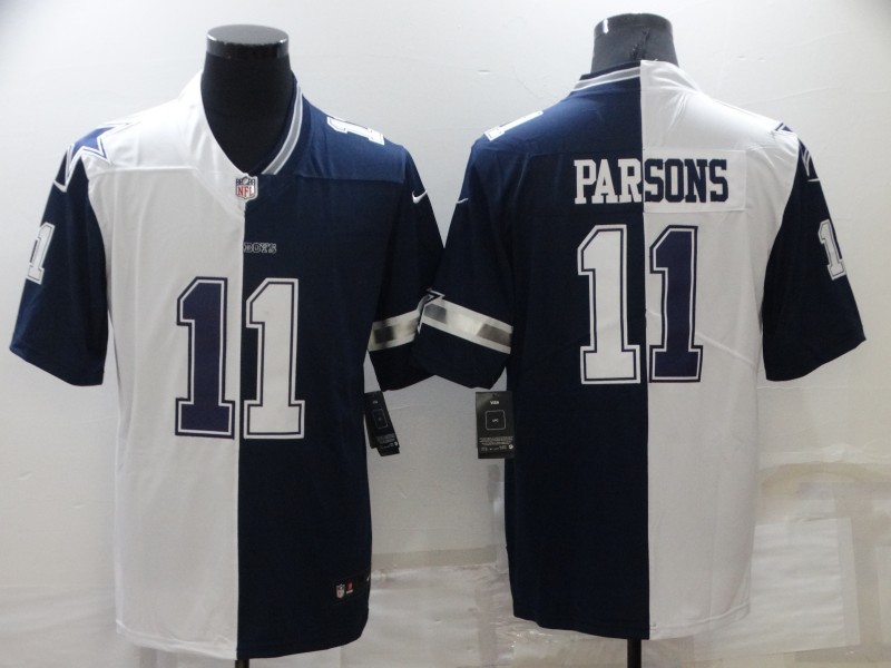 Men's Dallas Cowboys 11 Micah Parsons White Blue Two Tone 2021 Vapor Untouchable Stitched NFL Nike Limited Jersey