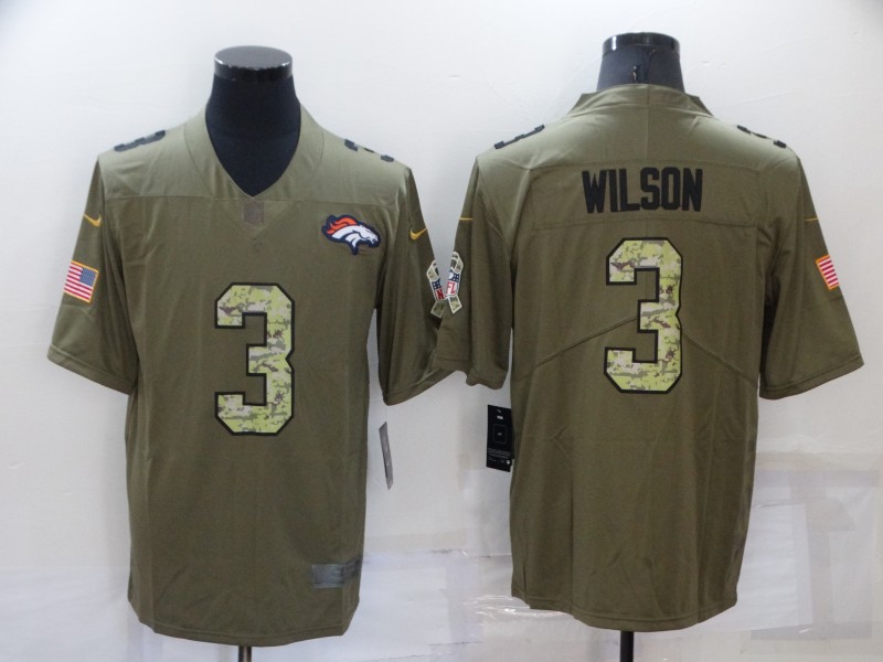Men's Denver Broncos 3 Russell Wilson Olive With Camo 2017 Salute To Service Stitched NFL Nike Limited Jersey