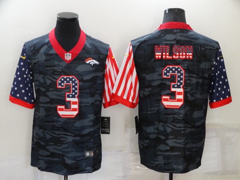 Men's Denver Broncos 3 Russell Wilson USA Camo 2020 Salute To Service Stitched NFL Nike Limited Jersey