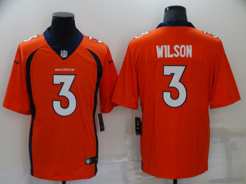 Men's Denver Broncos 3 Russell Wilson Orange Vapor Untouchable Limited Stitched Jersey