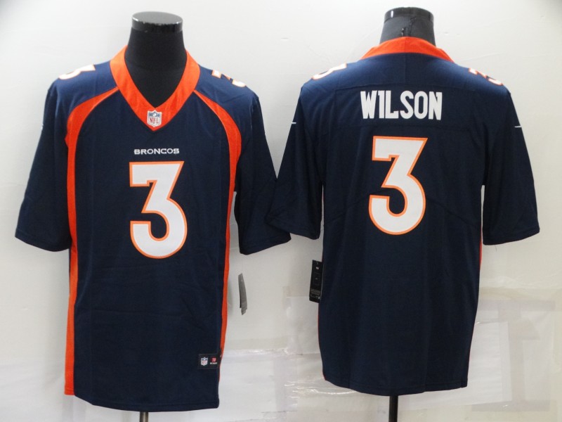 Men's Denver Broncos 3 Russell Wilson Navy Vapor Untouchable Limited Stitched Jersey