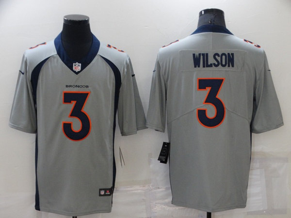 Men's Denver Broncos 3 Russell Wilson Grey Vapor Untouchable Limited Stitched Jersey