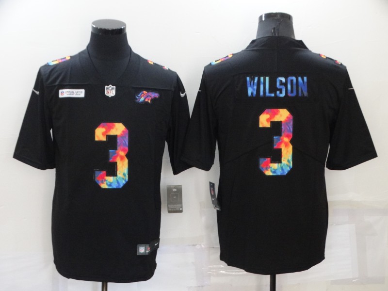 Men's Denver Broncos 3 Russell Wilson Nike Multi-Color Black 2020 NFL Crucial Catch Vapor Untouchable Limited Jersey