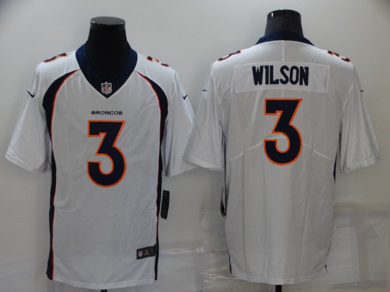 Men's Denver Broncos 3 Russell Wilson White Vapor Untouchable Limited Stitched Jersey