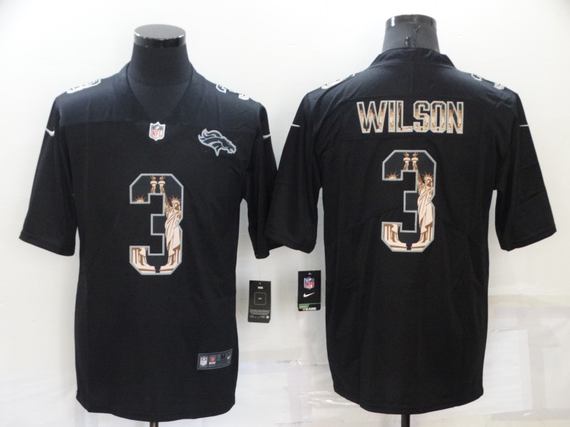 Men's Denver Broncos 3 Russell Wilson 2019 Black Statue Of Liberty Stitched NFL Nike Limited Jersey